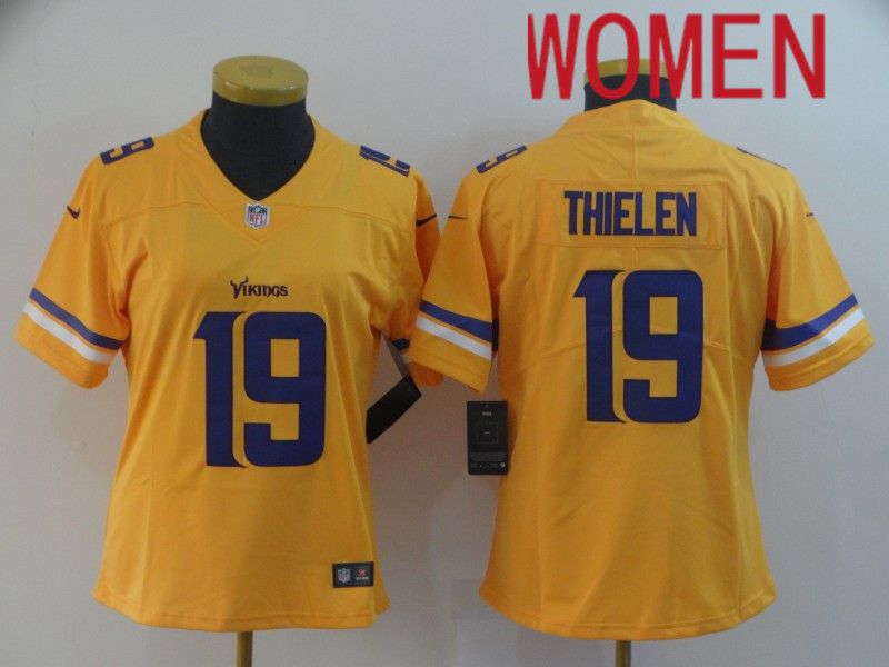 Women Minnesota Vikings #19 Thielen Yellow Nike Vapor Untouchable Limited NFL Jersey->women nfl jersey->Women Jersey